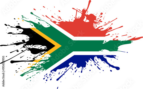 South Africa Flag With Artistic Paint Splash Effect