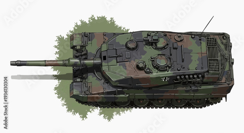 Military Tank Camouflage Illustration with Camouflage Pattern.