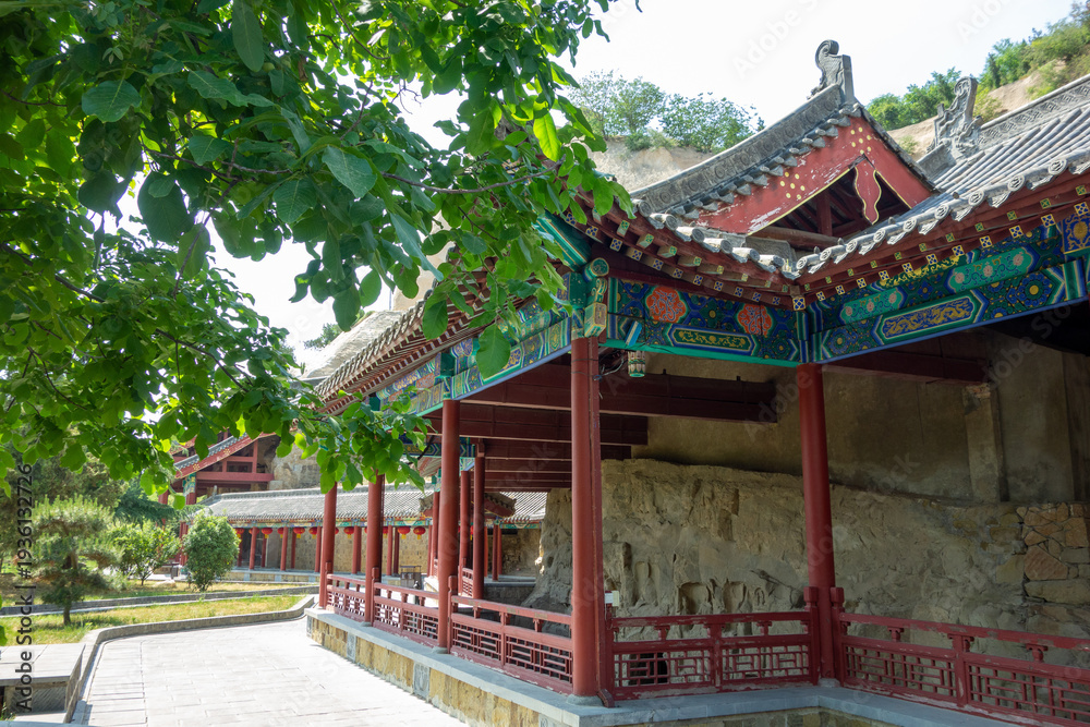 Fototapeta premium Gongyi Henan Buddhist Temple Exterior with Traditional Chinese Architecture