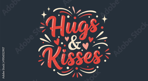 Hugs and kisses decorative vector design