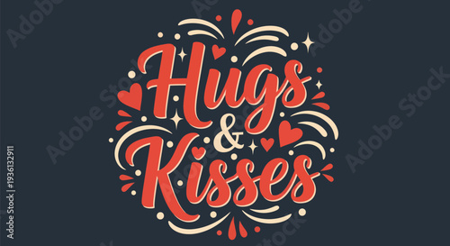 Hugs and kisses decorative vector design