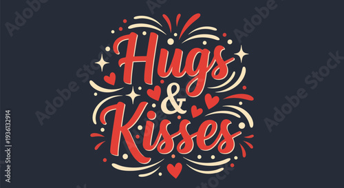 Hugs and kisses decorative vector design