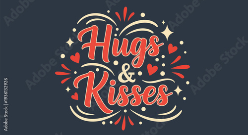 Hugs and kisses decorative vector design