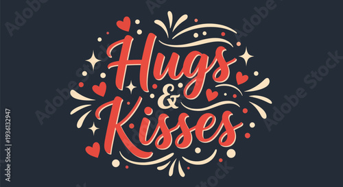 Hugs and kisses decorative vector design
