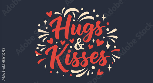 Hugs and kisses decorative vector design
