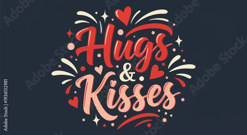 Hugs and kisses decorative vector design