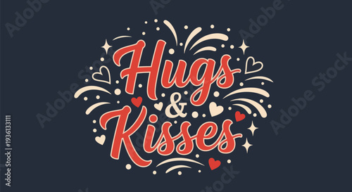 Hugs and kisses decorative vector design