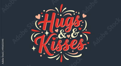 Hugs and kisses decorative vector design