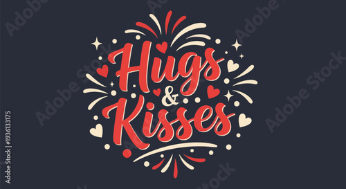 Hugs and kisses decorative vector design
