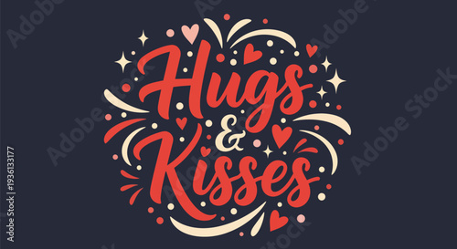 Hugs and kisses decorative vector design