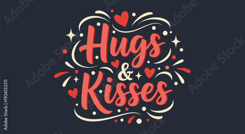 Hugs and kisses decorative vector design