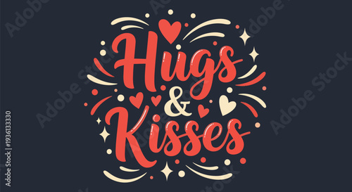 Hugs and kisses decorative vector design