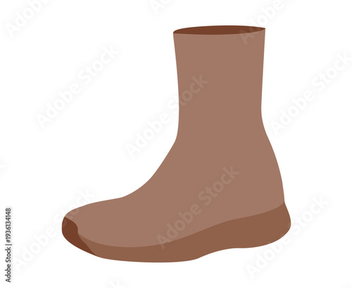 High top stretch brown sneakers shoe flat. Bold streamlined footwear for athleisure outfit, fashion look, man woman unisex. Technical fashion illustration, CAD mockup, smooth vector isolated style.