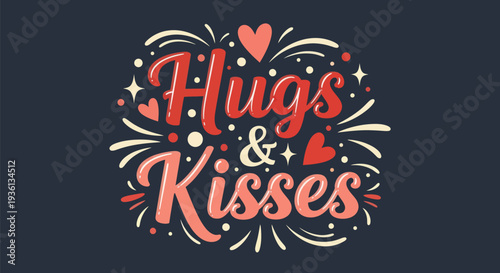 Hugs and kisses decorative vector design