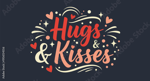 Hugs and kisses decorative vector graphic