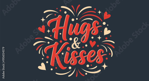 Hugs and kisses decorative vector illustration