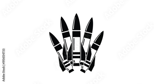 Illustration of a black and white illustration of a robotic hand with sharp claws extended