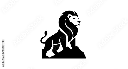 Stylized lion silhouette on rock