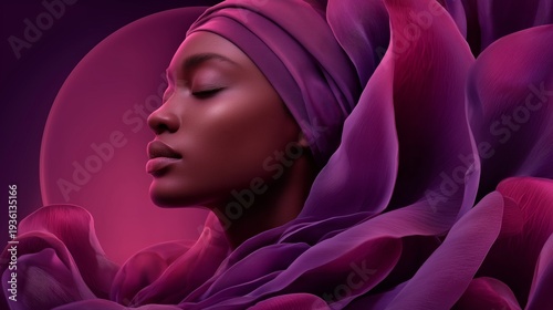 mythic portrait of powerful woman surrounded by sculptural forms divine feminine