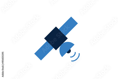 Satellite vector flat icon for space communication and signal transmission. Modern vector flat illustration of orbital device for global network connectivity.