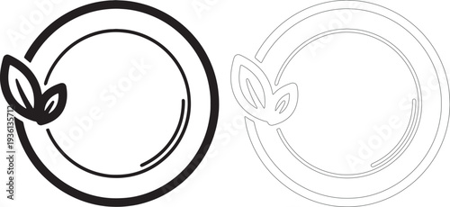 Black and white dinner plate with leaf silhouette