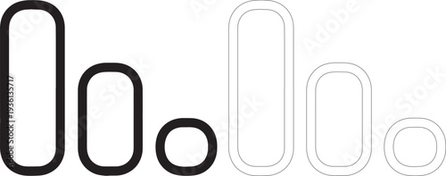 Three black and white rounded rectangle decreasing in size