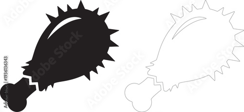 Black silhouette of a broken bone with spikes white