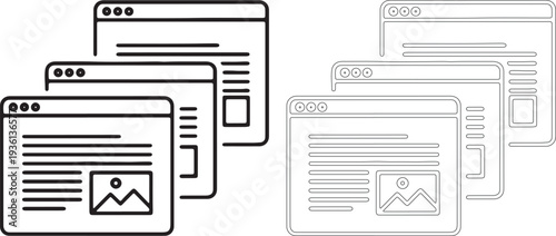 Minimal line of stacked browser windows