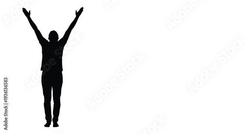 Illustration of a silhouette of a person standing with arms raised in celebration with a sense of freedom and joy