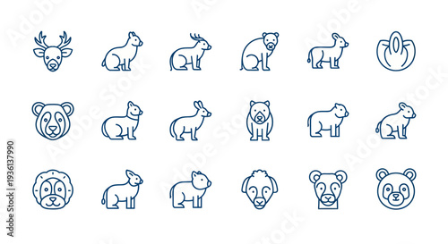 Animal icons set on white background