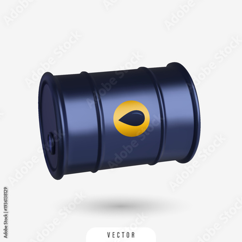 Realistic oil barrel isolated illustration. Vector 3D element