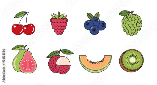 Assortment of fresh fruits isolated on white