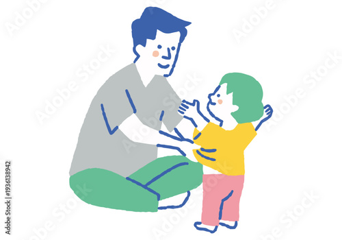 Father helping his toddler get dressed_color