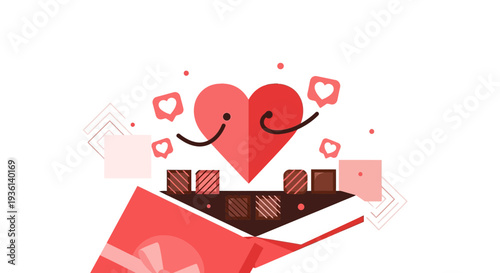 Valentine's Day Chocolate Box Gift with Heart Icon and Love Likes