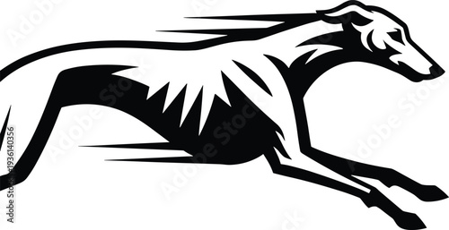 Running horse silhouette vector illustration, dynamic black stallion in motion isolated on white background, abstract speed lines design for logo, mascot, sports branding.