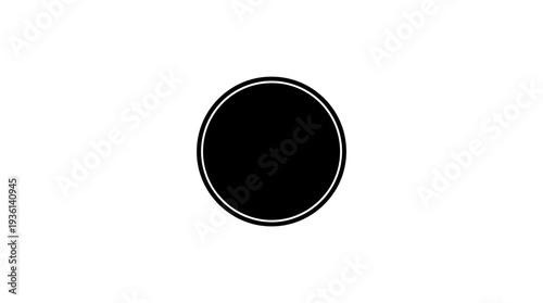 Simple flat black silhouette of a coin with a double outline on a white background, representing currency or value.