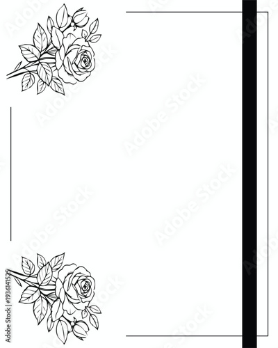 frame with roses for funeral. Black funeral ribbon 