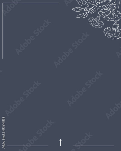 blue floral background for funeral invitation.