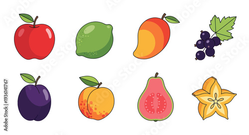 Colorful assortment of fresh fruits isolated