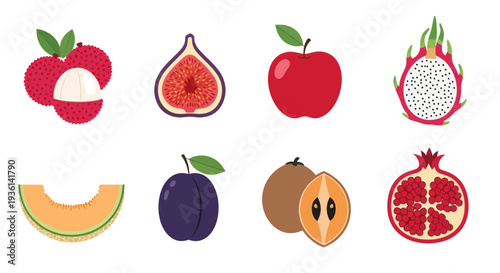 Colorful assortment of fresh fruits isolated