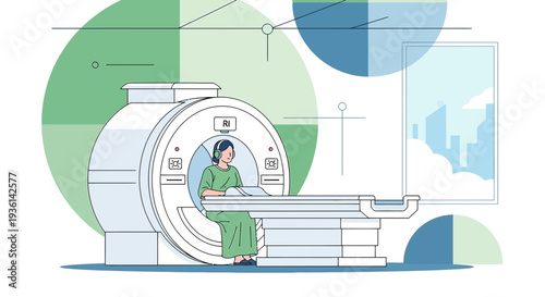 AI-powered MRI scan with patient in futuristic medical technology, healthcare innovation