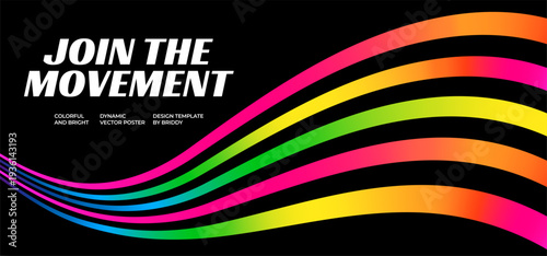 Color Lines Wave Background. Abstract Rainbow Gradient Curve Lines with Dynamic Perspective. Flowing Vector Stripe Graphic. Rainbow Colored Ribbons with Gradations.