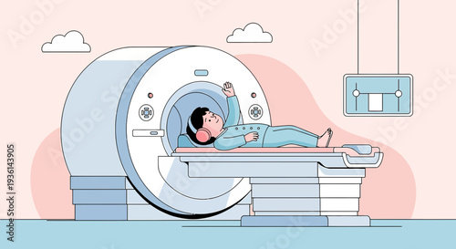 Child Undergoing MRI Scan in Modern Medical Imaging Room