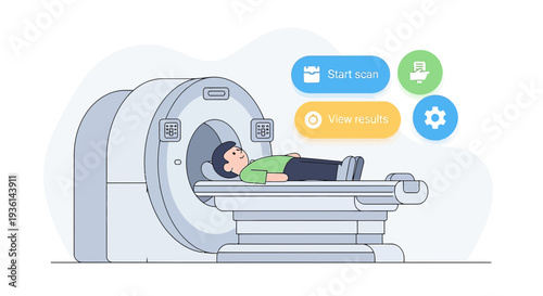 Child Undergoing MRI Scan in Modern Medical Technology Room