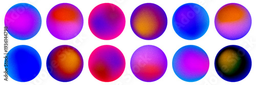 Bright colorful circle gradient set. Round blur gradation background collection. Iridescent radial blurry shape pack for poster, banner, leaflet, brochure. Eps10