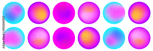 Bright colorful circle gradient set. Round blur gradation background collection. Iridescent radial blurry shape pack for poster, banner, leaflet, brochure. Eps10