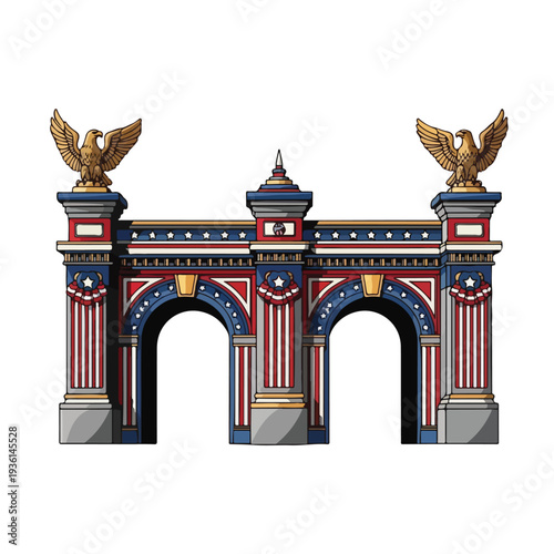 Ornate Archway with Eagles and Stripes.