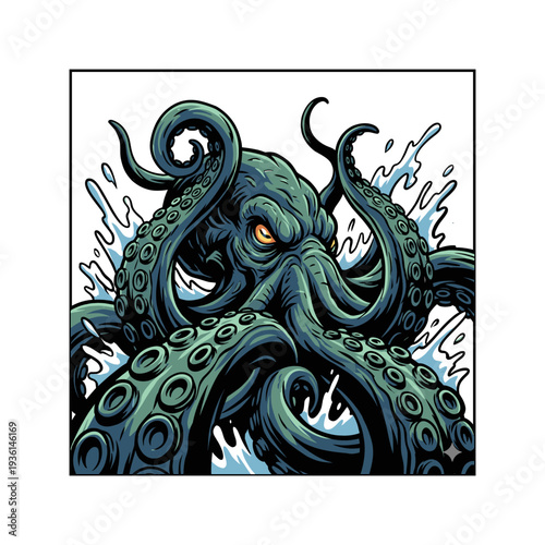 Wallpaper Mural Kraken Tentacle Rising Dramatic Underwater Illustration Torontodigital.ca