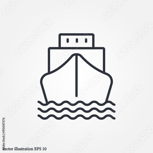 ship seen from the front icon symbol illustration vector eps10 logo template design pattern seamless bright minimal design flat design realistic style simple design modern design