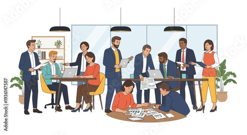 Business Professionals in Modern Office Meeting.